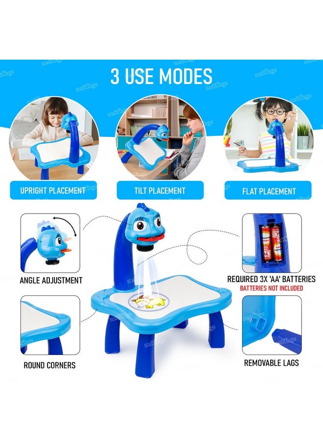 زيست فور تويز طاولة مكتب رسم Zest 4 Toyz مزودة بثلاثة أنماط - 12 قلم مائي ملون مع مصباح طاولة لتحسين الإبداع والتعليم للأطفال (أزرق وأبيض) عبوة من قطعة واحدة  - Image 5