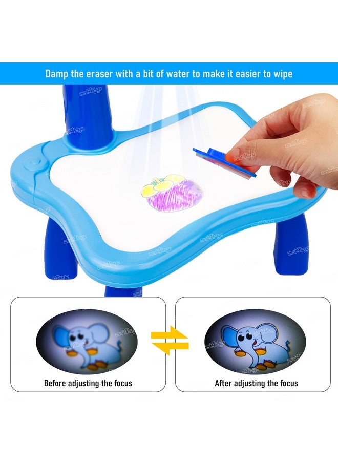 زيست فور تويز طاولة مكتب رسم Zest 4 Toyz مزودة بثلاثة أنماط - 12 قلم مائي ملون مع مصباح طاولة لتحسين الإبداع والتعليم للأطفال (أزرق وأبيض) عبوة من قطعة واحدة  - Image 4