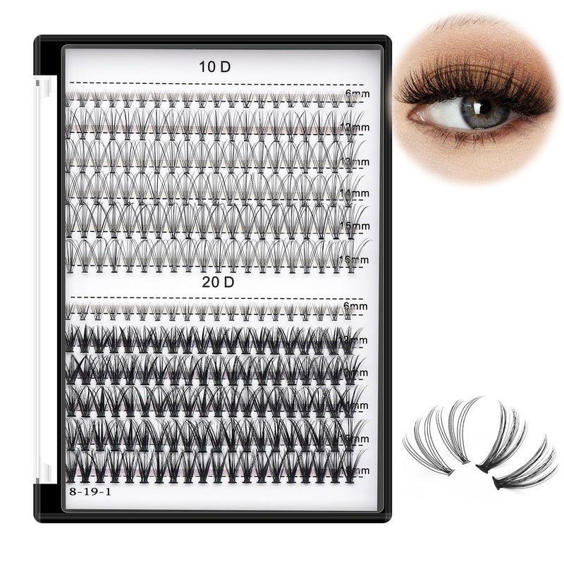 Bodermincer 10D 20D 240pcs Cluster Eyelash Extensions 89101112mm Mixed 1011121314mm Mixed1213141516mm Mixed Eyelash Clusters Lash Extension Individual Lashes for Self Application