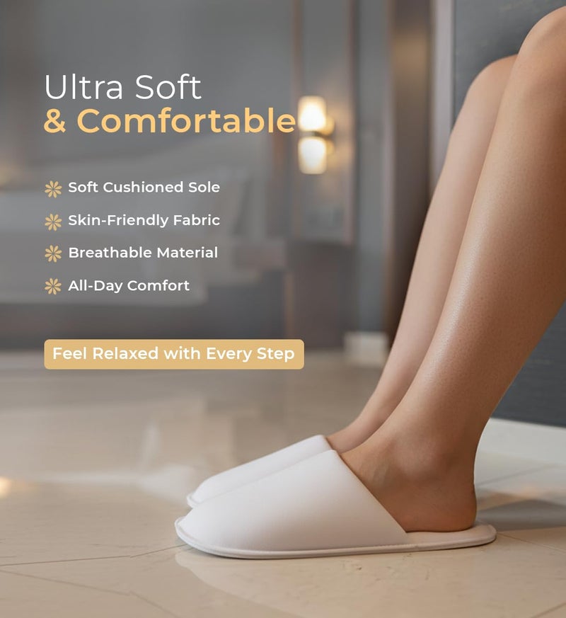 clayherbs (25 Pair Set Disposable Slippers | Washable Slippers | Non-slip | Closed Toe | House Guest Slippers | Bulk Pack for Hotel and Spa | Indoor Slipper - Image 3