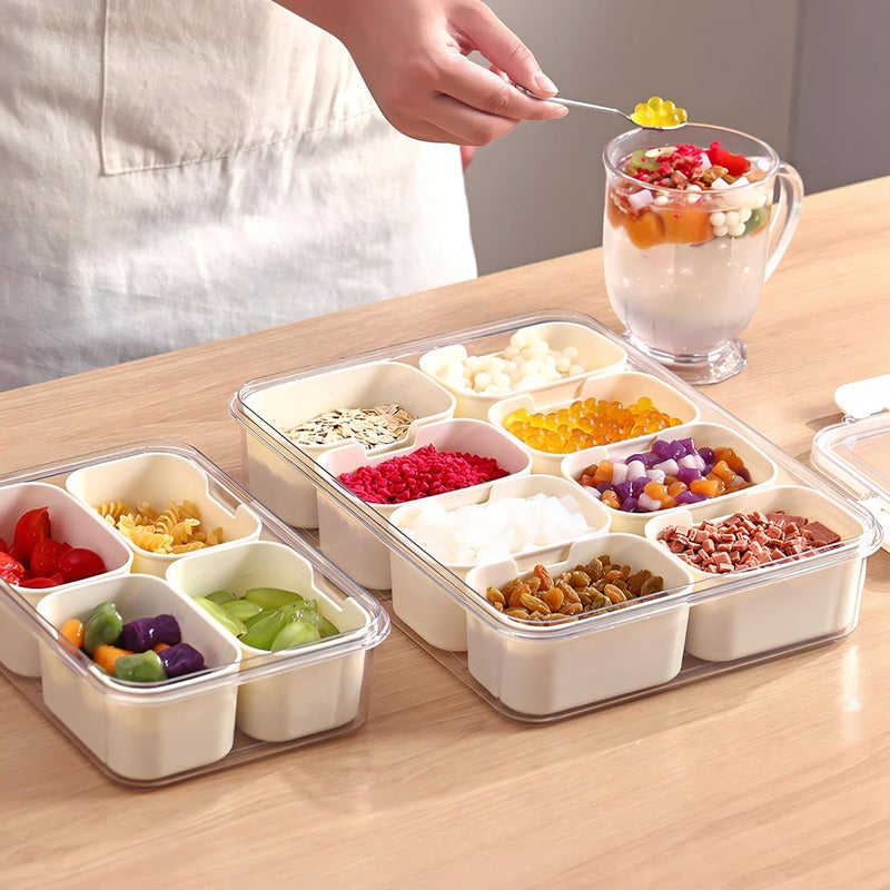 MineSign 2Pack Snackle Box with Handle for Food Serving Tray Snack Platter with Lids Stackable Fruit&Veggie Container with 8 Small Removable Boxes for Snack Charcuterie Candy Nuts Spice - Image 2