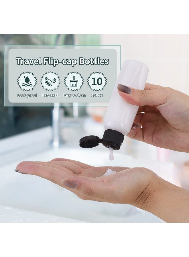 Tekson Travel Bottles Empty 2Oz (10 Pcs)Plastic Travel Size Cosmetic Containertsa Amber Squeeze Bottle For Shampooconditioner (Flip Cap) - Image 2