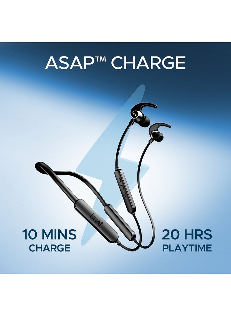 Rockerz 255 Pro+ سماعة بلوتوث داخل الأذن مع حزام عنق تصل مدة تشغيلها إلى 60 ساعة، شحن سريع لتجديد الطاقة، تصميم مقاوم للماء IPX7 للاستخدام الرياضي والخارجي، اقتران مزدوج مع تبديل سلس، بلوتوث v5.2 للاتصال المستقر – أسود نشط - Image 3