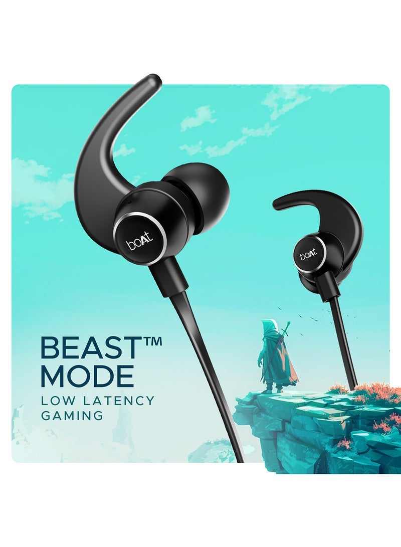 Rockerz 255 Pro+ سماعة بلوتوث داخل الأذن مع حزام عنق تصل مدة تشغيلها إلى 60 ساعة، شحن سريع لتجديد الطاقة، تصميم مقاوم للماء IPX7 للاستخدام الرياضي والخارجي، اقتران مزدوج مع تبديل سلس، بلوتوث v5.2 للاتصال المستقر – أسود نشط - Image 4