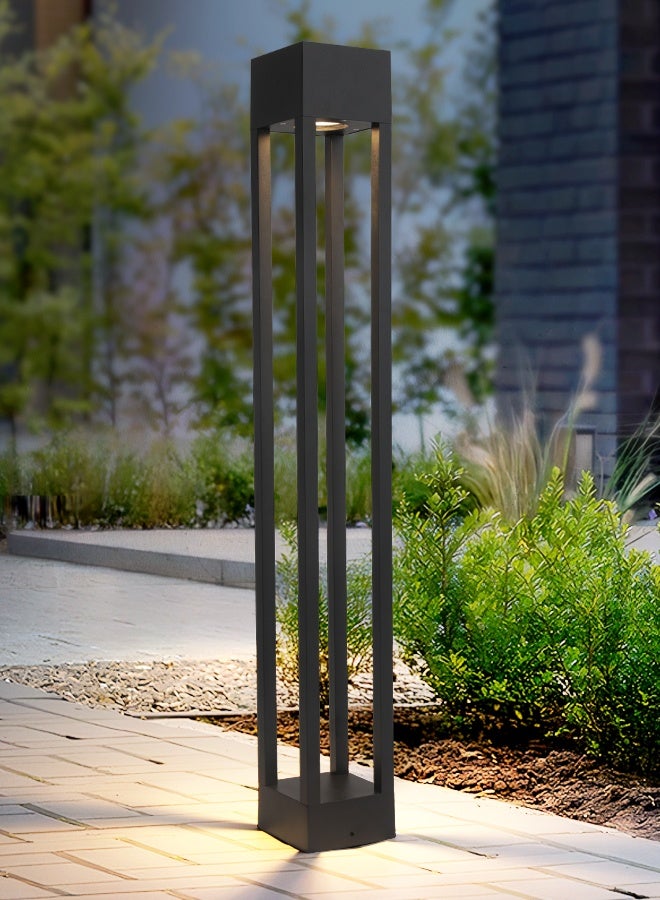 73Hours Black LED Outdoor Bollard Light, 83cm Rectangular Post, Modern Pathway Lamp with GU10 Holder, Warm 3000K Glow, IP65 Waterproof Aluminum Garden, Driveway, and Villa Landscape Lighting - Image 1