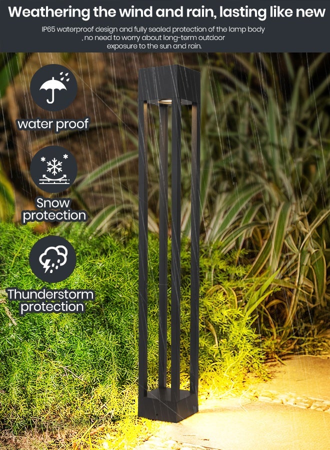 73Hours Black LED Outdoor Bollard Light, 83cm Rectangular Post, Modern Pathway Lamp with GU10 Holder, Warm 3000K Glow, IP65 Waterproof Aluminum Garden, Driveway, and Villa Landscape Lighting - Image 4