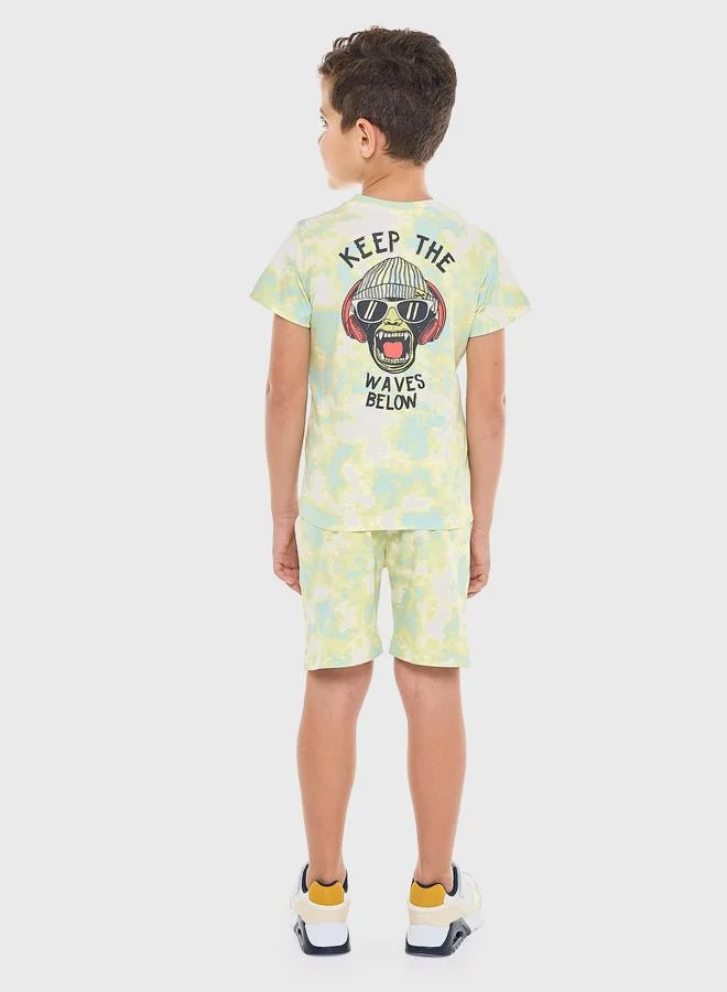 victor and jane Victor And Jane Boys Tie-Dye Graphic T-Shirt and Shorts Set