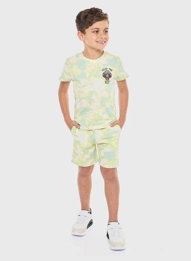 victor and jane Victor And Jane Boys Tie-Dye Graphic T-Shirt and Shorts Set