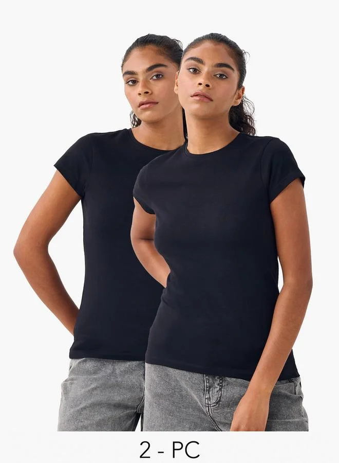 سبلاش فيڤ طقم قطعتين - تي شيرت بياقة دائرية