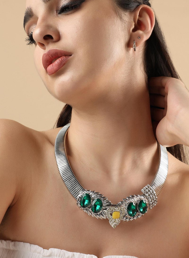SOHI Designer Statement Stone Artificial Necklace Jewellery  - Image 3
