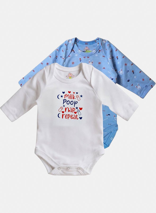 BabyShoora Baby Unisex Printed Long Sleeves Cotton Bodysuit (Pack Of 2) - Image 1