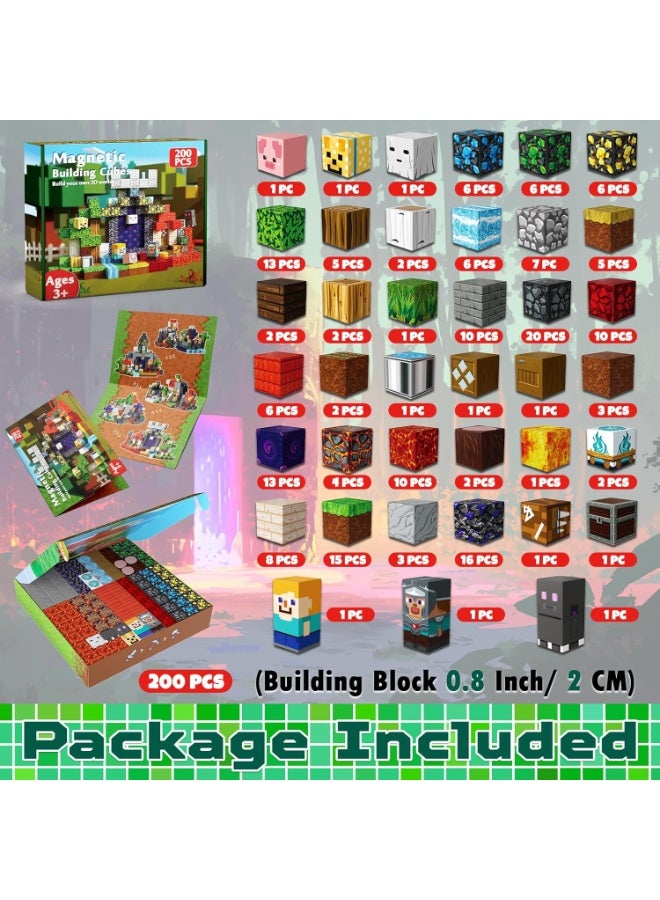 200 PCS Magnetic Blocks (More Pieces) - 2cm Magnet Cubes, Build Your Own Magnet Worlds | STEM Sensory Toys for Toddlers & Kids Ages 3-10, Classroom Gifts - Image 2