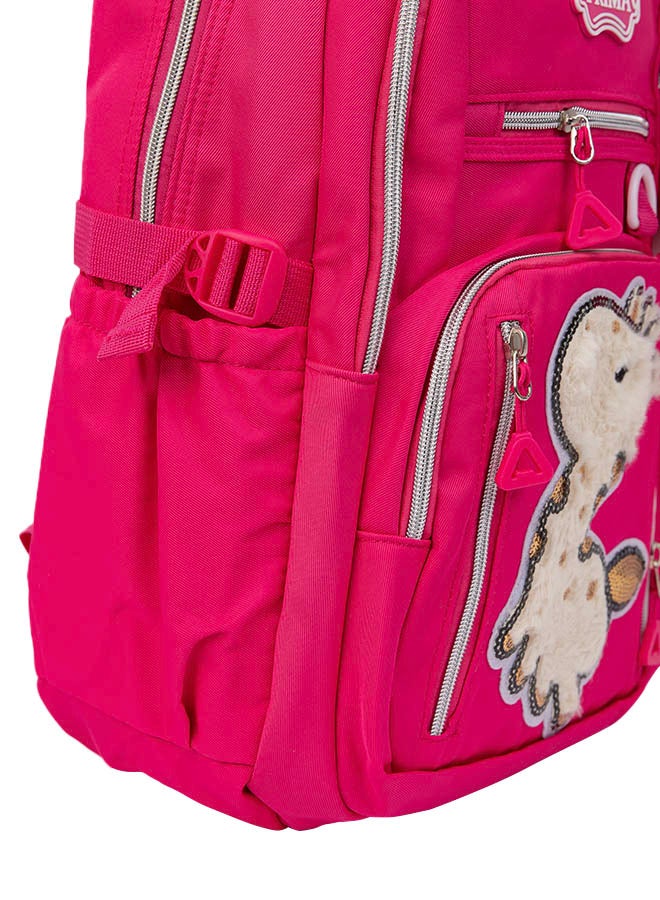 بريما شنطه مدرسيه 18" وردي بطبعة كرتون مع مقلمه مجاناً | شنطه مدرسيه مقاس 18 بنات، جيوب واسعة للكتب واللوازم، مقبض مبطن ونِسج معزز وسحّاب سلس مثالي للاطفال - Image 4