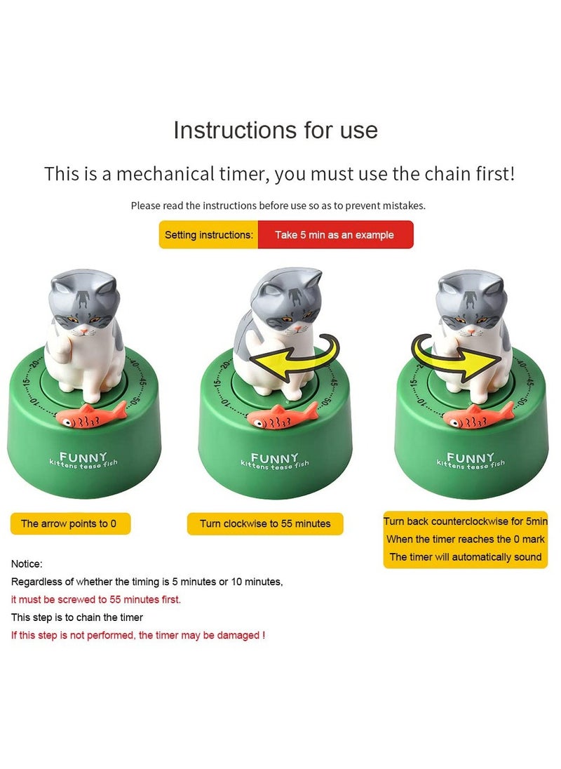SYOSI - SYOSI, Cartoon Mechanical Kitchen Timer, 60-Minute Wind Up Dial 360° Rotating, Cat Shape Timer for Cooking Reading or Sport - Image 1