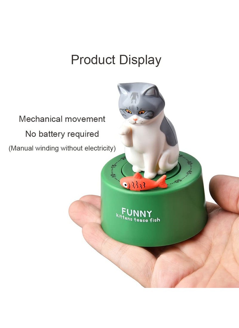 SYOSI SYOSI, Cartoon Mechanical Kitchen Timer, 60-Minute Wind Up Dial 360° Rotating, Cat Shape Timer for Cooking Reading or Sport  - Image 3
