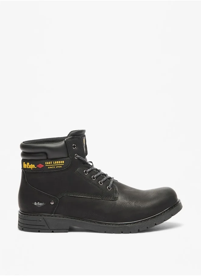 لي كوبر Men's Logo Detail Chukka Boots with Lace-Up Closure