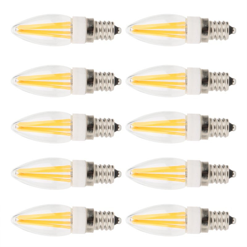 10Pcs E12 Long Filament Light Bulbs 3W AC110V Chandelier Ceiling Lamp Bulb Warm White - Image 3