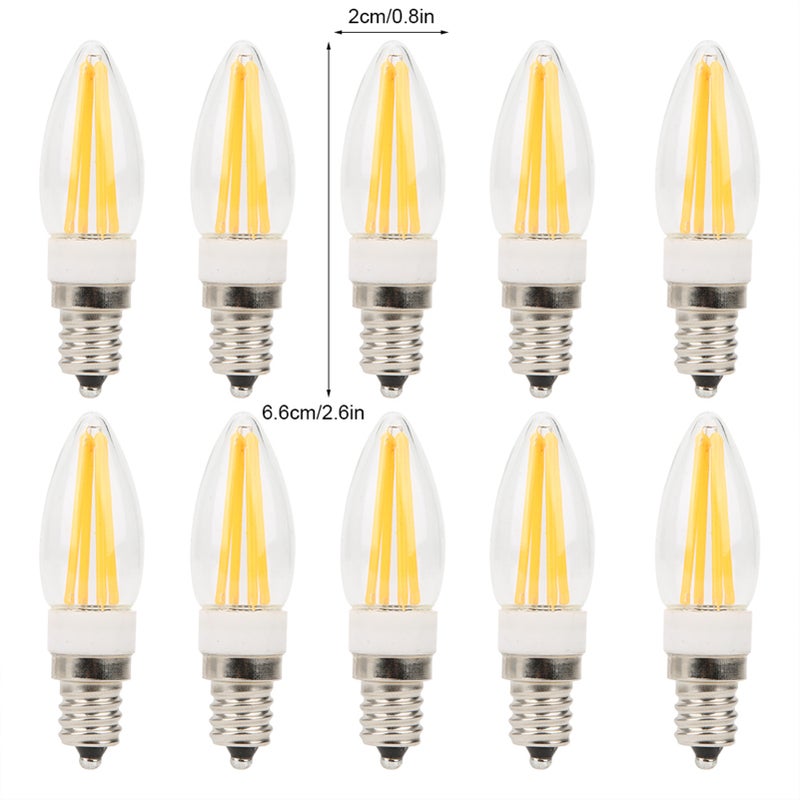 10Pcs E12 Long Filament Light Bulbs 3W AC110V Chandelier Ceiling Lamp Bulb Warm White - Image 5