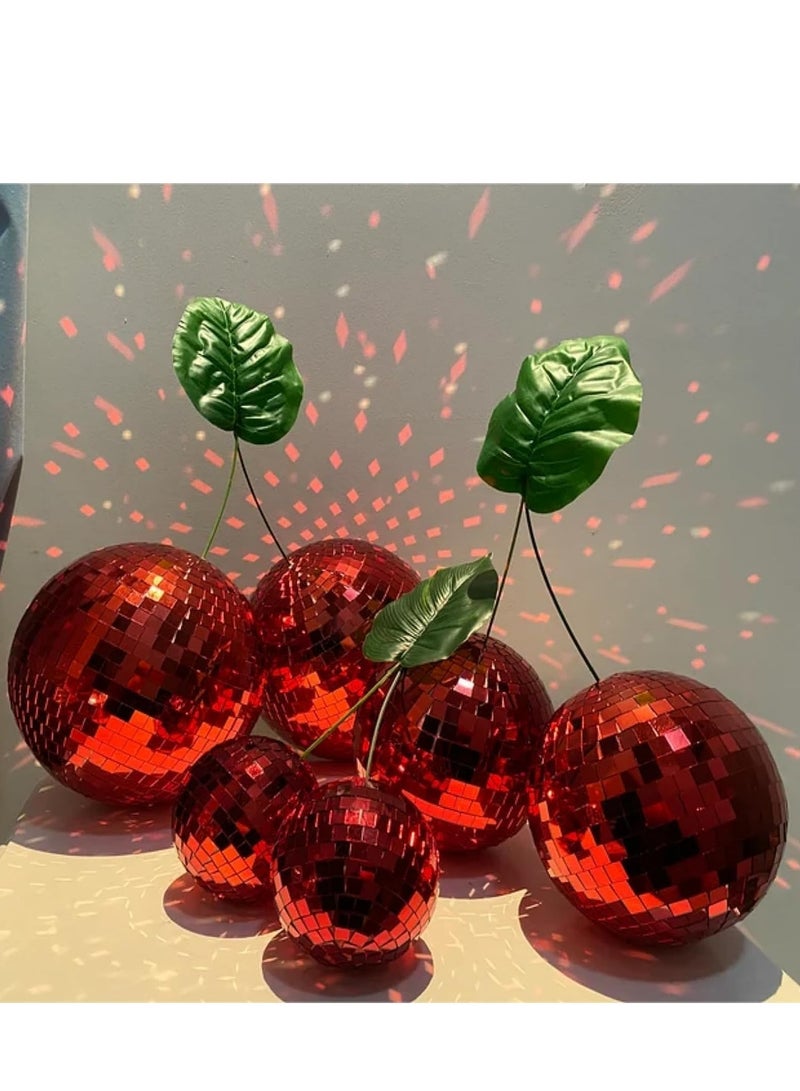 Barakah Cherry Disco Balls Decor, Duble Mirror Ball Red/Silver Lighting for DJ Club Stage Bar Party Wedding Holiday Decoration Home Decor(Red, Double Cherry-10cm) - Image 5