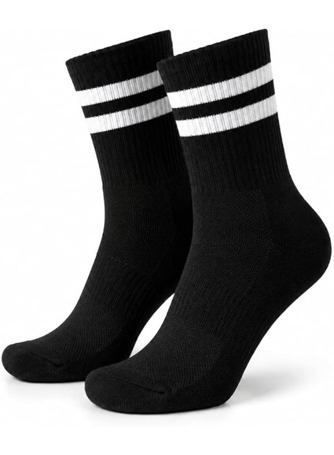 Nileton Unisex Half Towel Cotton Crew Socks – Pack of 3 – Athletic Sports Socks with Stripes – Soft Cushioned Comfortable Half Teryy Socks for Men & Women - Image 3