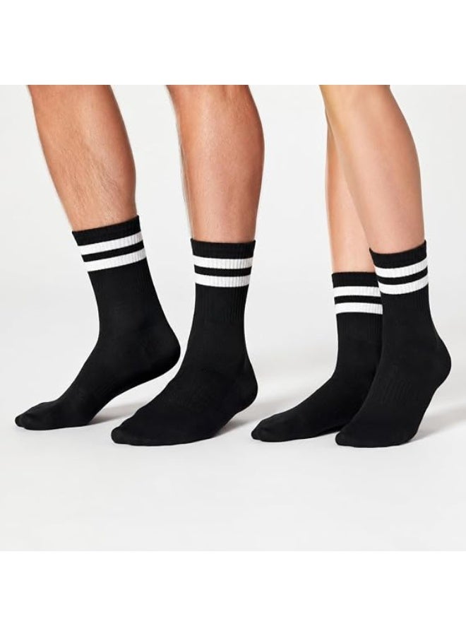 Nileton Unisex Half Towel Cotton Crew Socks – Pack of 3 – Athletic Sports Socks with Stripes – Soft Cushioned Comfortable Half Teryy Socks for Men & Women - Image 2