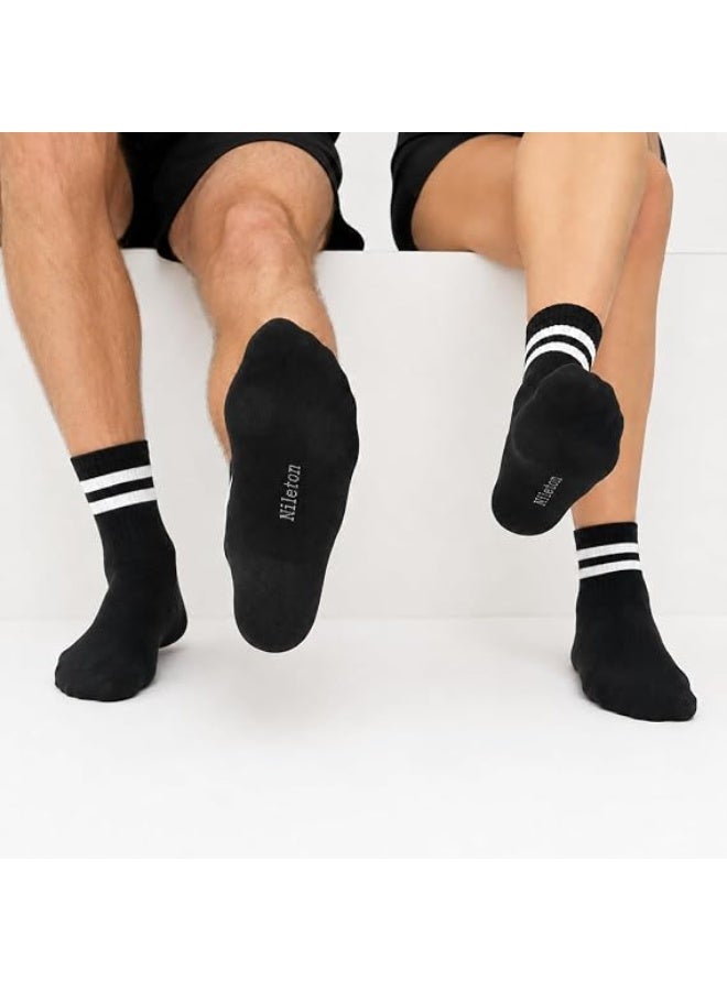 Nileton Unisex Half Towel Cotton Crew Socks – Pack of 3 – Athletic Sports Socks with Stripes – Soft Cushioned Comfortable Half Teryy Socks for Men & Women - Image 5