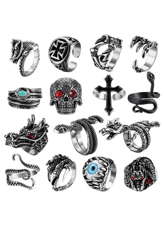 15Pcs Vintage Punk Rings For Men Women Snake Ring Dragon Open Rings Set Knuckle Stacking Ring Boho Finger Rings - pzsku/Z3132A3185D902AD7CDBFZ/45/_/1735214650/d5ec4598-99dd-4649-8016-7e71837ccfd0