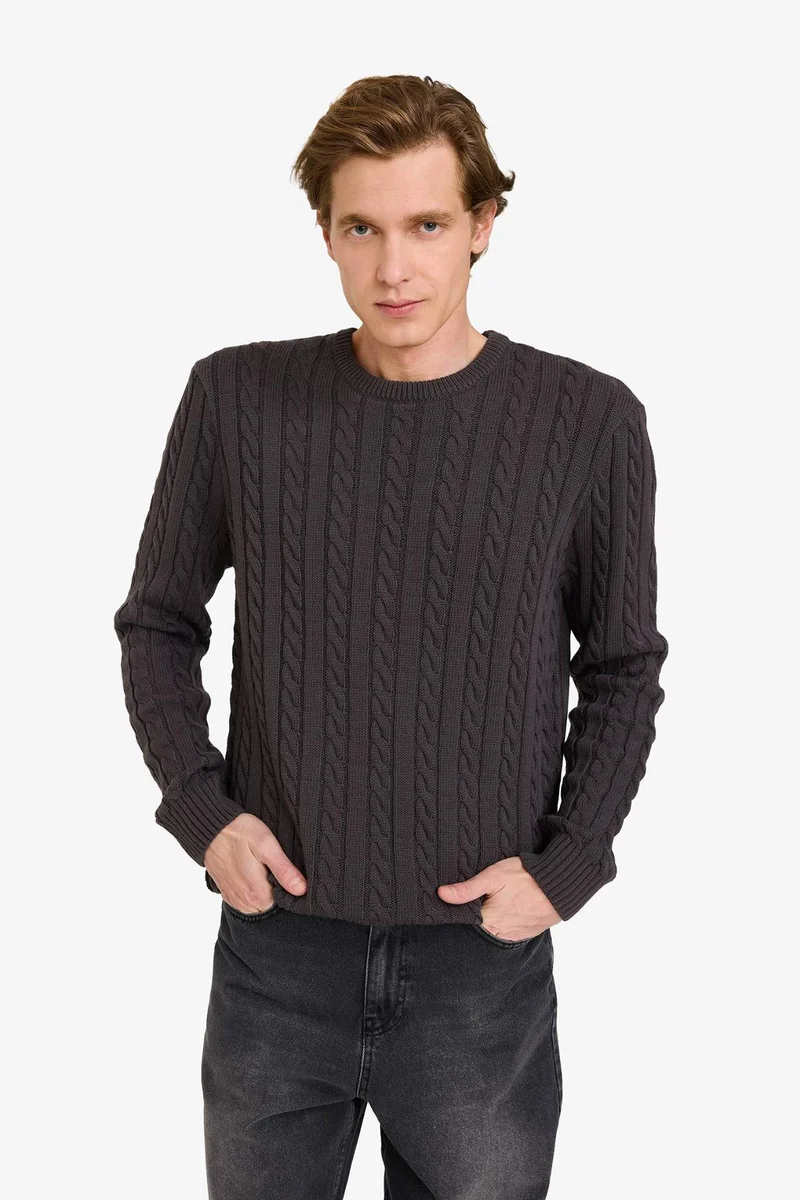 Defacto  Standard Fit Zipper Knitwear Pullover for Men | Best Price UAE