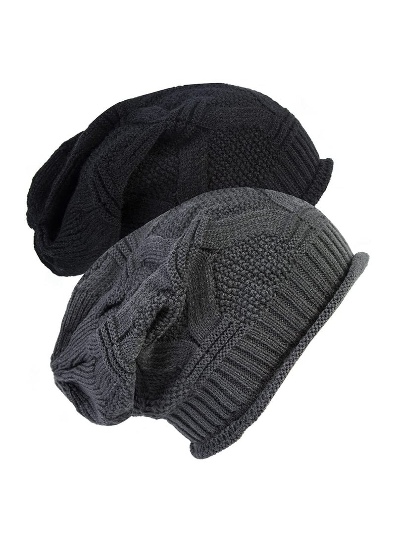 Captaintech 2 Pack Womens Slouchy Beanie Winter Knit Soft Hat for Women and Men  - Image 1