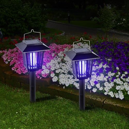 XERGY Solar Light Mosquito Killer Outdoor 2 in 1 Solar Mosquito Fly Killer Waterproof Lighting Mosquito Repellent Lamp LED Mosquito Killer Lamp for Indoor Outdoor, Black - Pack of 1 - Image 3
