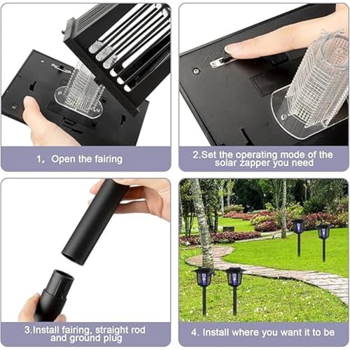 XERGY Solar Light Mosquito Killer Outdoor 2 in 1 Solar Mosquito Fly Killer Waterproof Lighting Mosquito Repellent Lamp LED Mosquito Killer Lamp for Indoor Outdoor, Black - Pack of 1 - Image 5