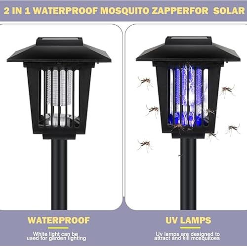 XERGY Solar Light Mosquito Killer Outdoor 2 in 1 Solar Mosquito Fly Killer Waterproof Lighting Mosquito Repellent Lamp LED Mosquito Killer Lamp for Indoor Outdoor, Black - Pack of 1 - Image 4