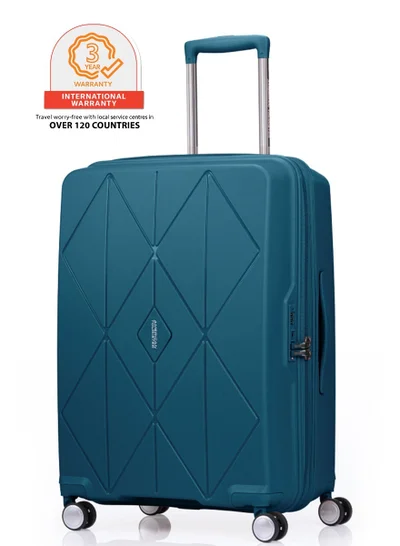 AMERICAN TOURISTER Argyle Suitcase, Check-In Size 68 cm / 25 inch, 4 Spinner Wheels, Hard Top, Polypropylene, Deep Teal|DuoSaf™ Security Zipper|Expandable|TSA 008 - 3 Years International Warranty