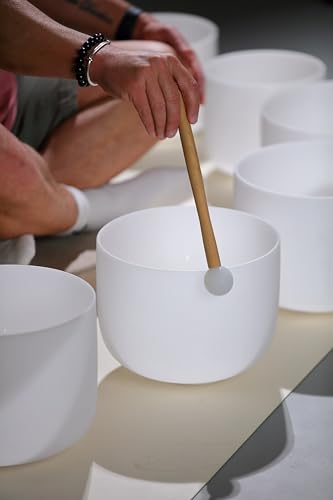 TOPFUND 12" Pro Crystal Singing Bowl Rubber Mallet - Silicone Head, Solid Beech Handle for Multi-Bowl Ensembles - Image 2