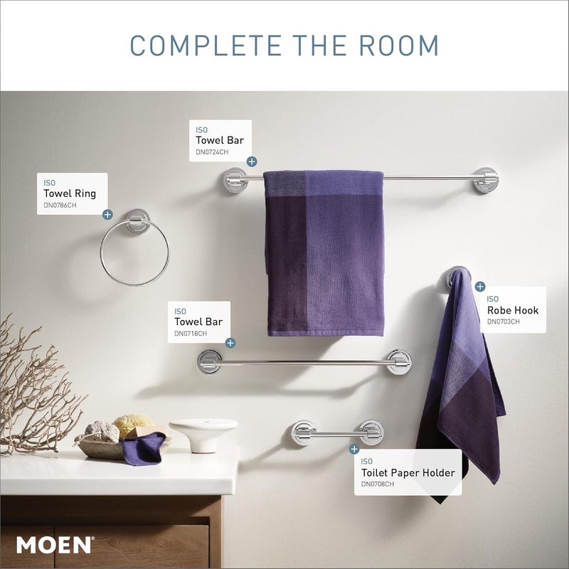 Moen DN0708CH Iso Collection Double Post Modern Pivoting Toilet Paper Holder Chrome - Image 4