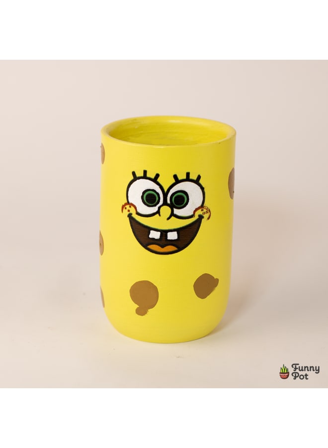 Handmade pottery empty pot - yellow - 12*10 cm