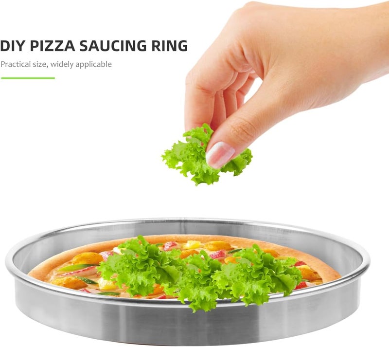 Yardwe Stainless Steel Muffin Rings Mousse Rings 9 inch Non Stick Pizza Cutter Rings Egg Pancake Rings Metal Tart Pastry Rings Molds for Cooking Baking Cakes Desserts Dough - Image 4