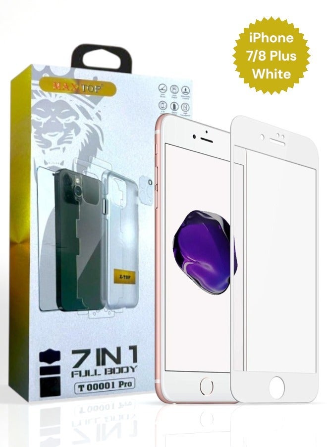 x-platinum Full protection package for iPhone 7/8 Plus White, Protective case made of high-quality materials, high-definition screen protection, camera lens protector, phone back protector, maximum protection against scratches and breakage. - Image 2