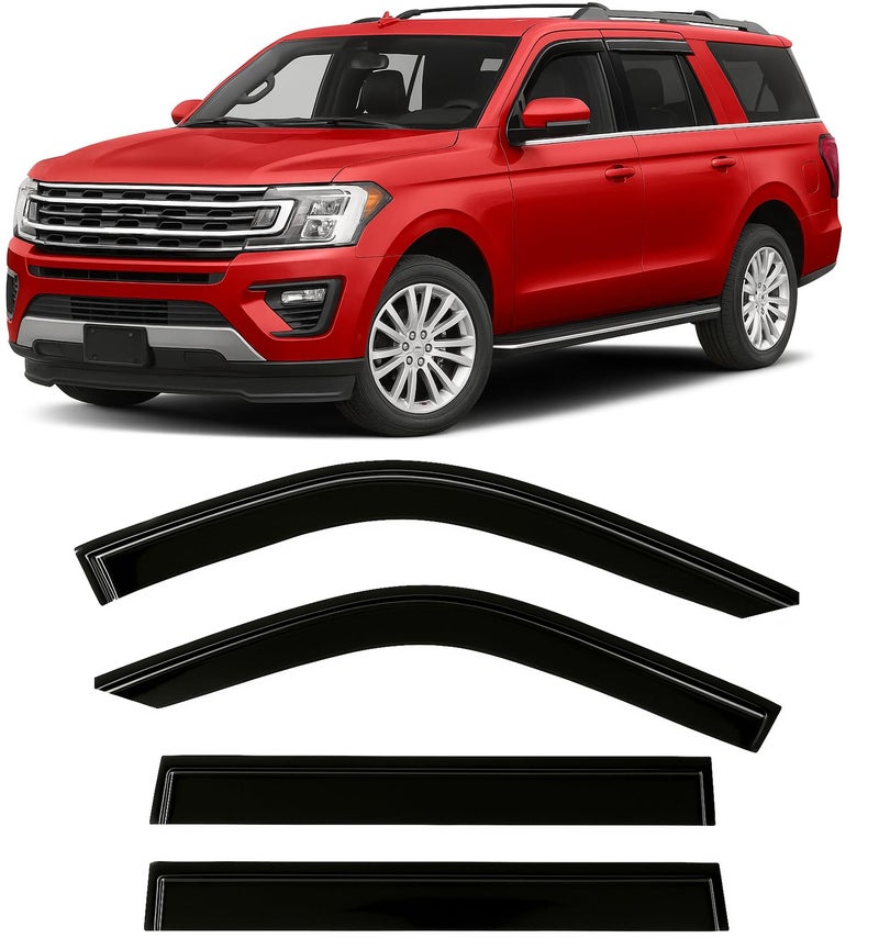 20182024 TapeOn Rain Guards for Ford Expedition Extra Thick Side Window Visor Deflectors XL STX XLT MAX Limited King Ranch Platinum 2019 2020 2021 2022 2023