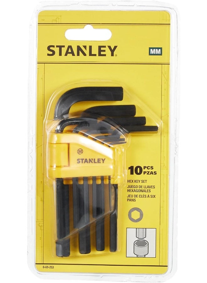Stanley 0-69-253 Straight Male Elbow Hex Key 10 Piece Set - Image 1