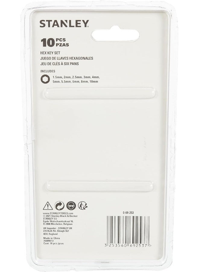 Stanley 0-69-253 Straight Male Elbow Hex Key 10 Piece Set - Image 4