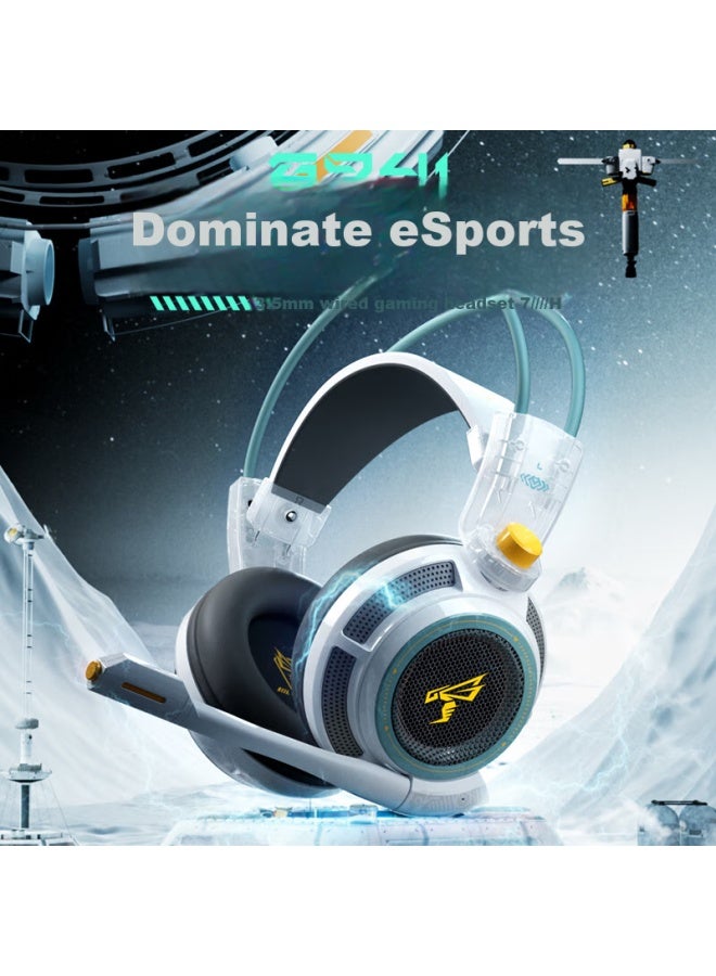 Somic G941 Over-ear Gaming Headset, E-sports Headphones, 3.5mm Wired Interface, Computer E-sports Wired Headphones, 3d Stereo Sound, Dual Headband Design, Star White - Image 1