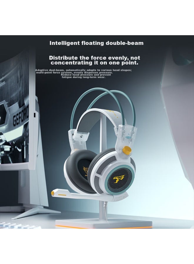 Somic G941 Over-ear Gaming Headset, E-sports Headphones, 3.5mm Wired Interface, Computer E-sports Wired Headphones, 3d Stereo Sound, Dual Headband Design, Star White - Image 3