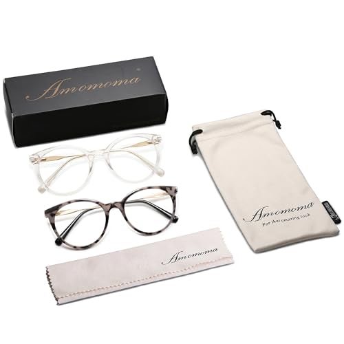 AMOMOMA Retro Round Reading Glasses for Women Cute Stylish Blue Light Blocking Readers AM6055, Clear/Gold&Grey Tortoise/Gold 1.50x - Image 5