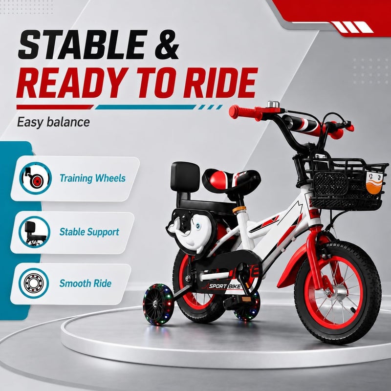Rovyfota Freestyle Kids Bike 14 Inch Bicycle, Training Wheels or Kickstand Available, for Boys Girls Ages 3+ Years, Adjustable Seat and Removable Pedal, Ride-on Toys for Infant - Image 3