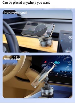 Jourvent Wireless Charging Stand - 15W Magnetic Car Mount with Suction Cup, Multi-Angle Rotation,white&black.  - Image 2