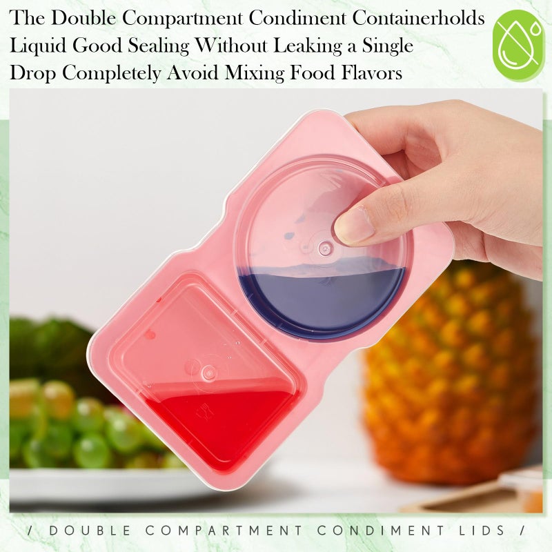 Blushtier 10 Pcs Pack Snack Containers with Lids, 5 oz Double Compartment Plastic Food Containers, Portable Divided Snack Cups for School, Office, Meal Prep, Sauces, Dips, On-the-go Camping (Pink) - Image 4