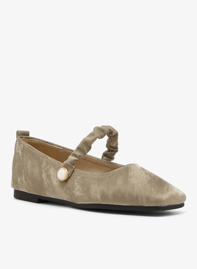 جينجر Velvet Strap Ballet Flats