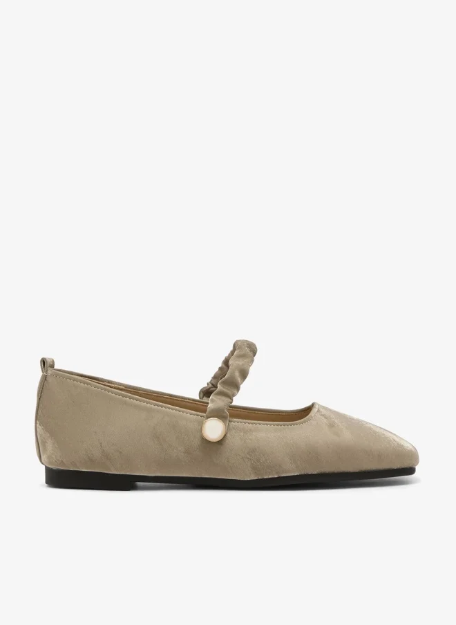 Ginger Velvet Strap Ballet Flats