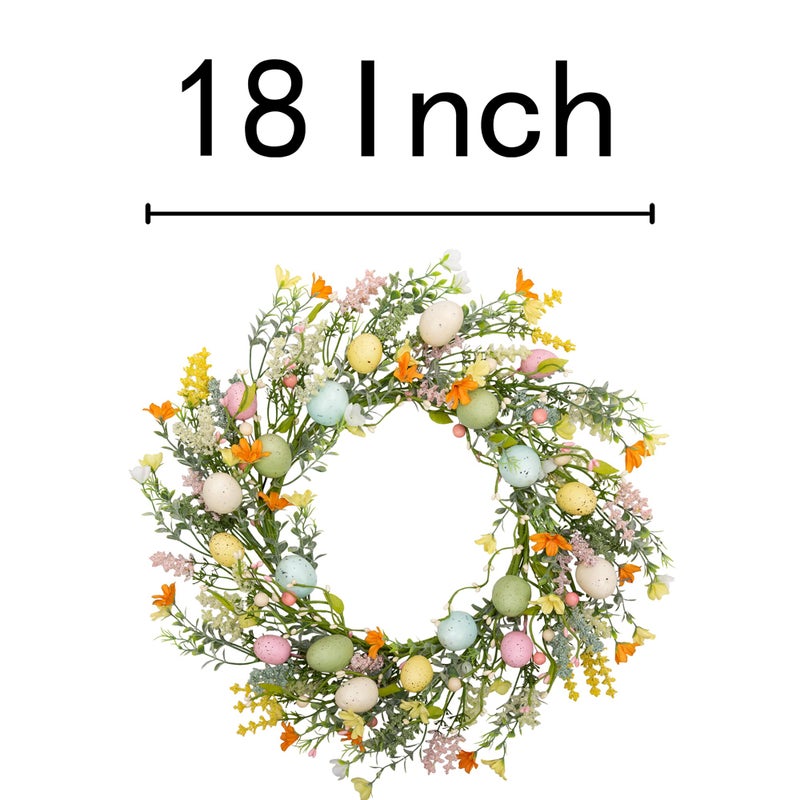 VGIA 18 inch Easter Egg Wreath with Mixed Twigs and Flowers - Spring Door Wreath with Colorful Eggs for Indoor and Outdoor Home Decor - Image 2